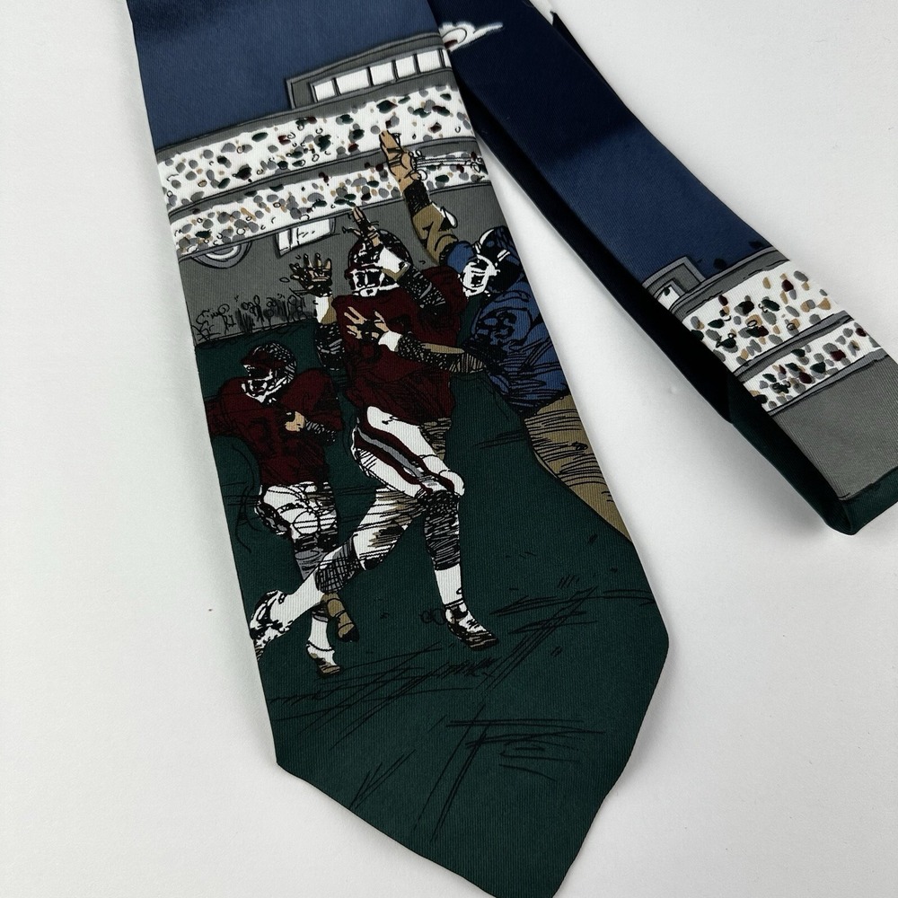 American Sports Men's Tie Football Team Design Navy Blue Green Red Polyester